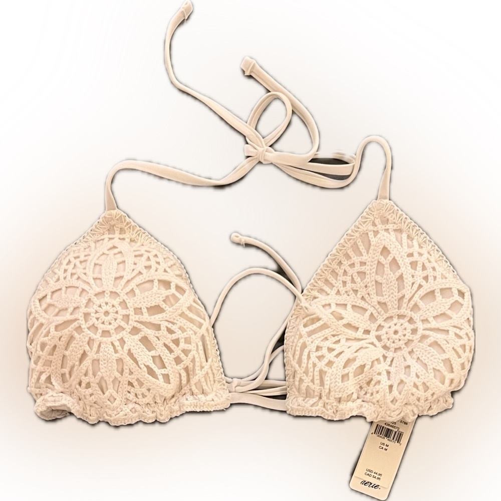 Aerie white crochet string bikini, NWT